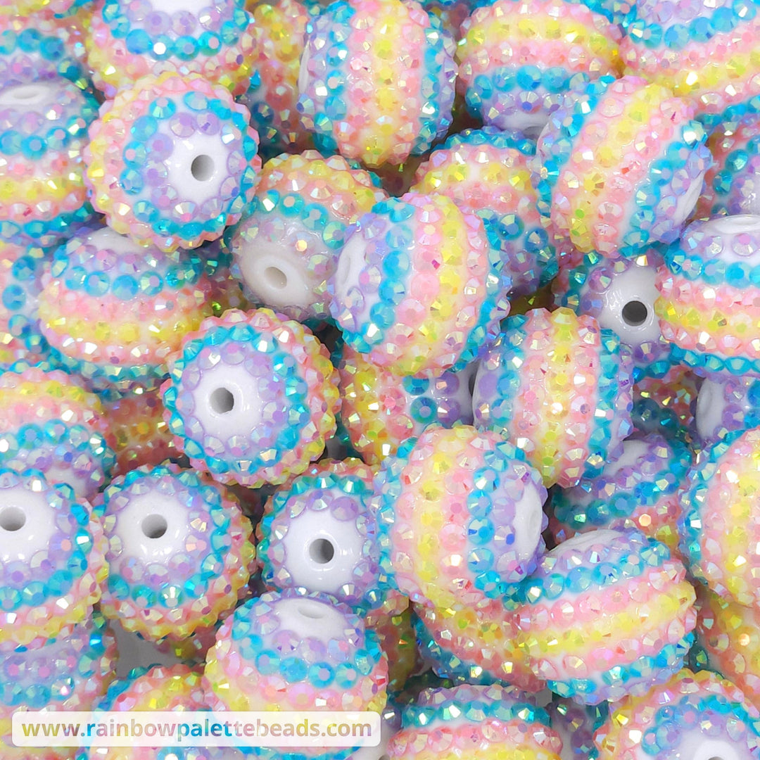 20mm AB Easter Pastel Stripe Rhinestone Beads - Beads