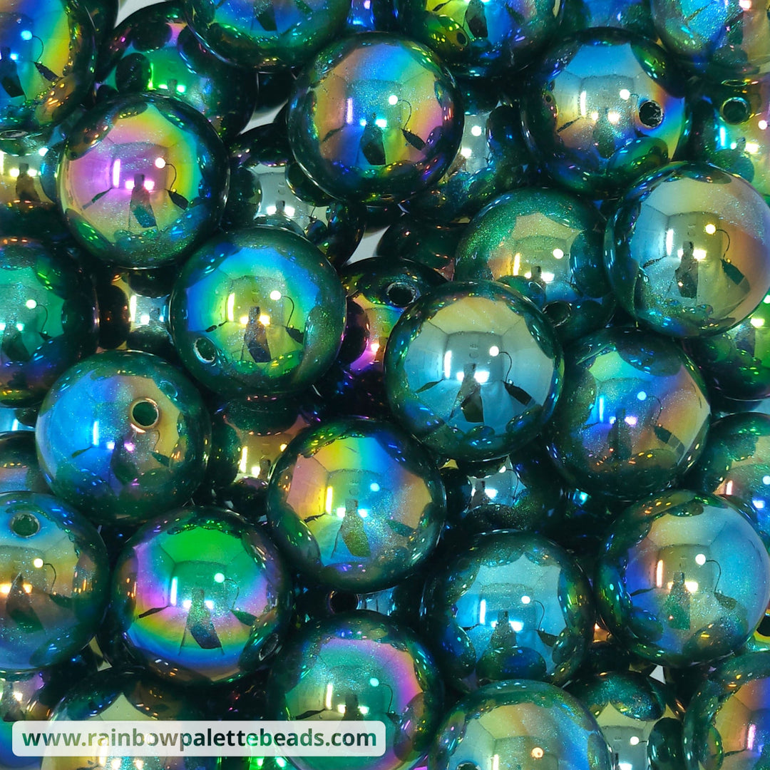 20mm AB Forest Green Aurora Glitter Shimmer Acrylic Beads Beads