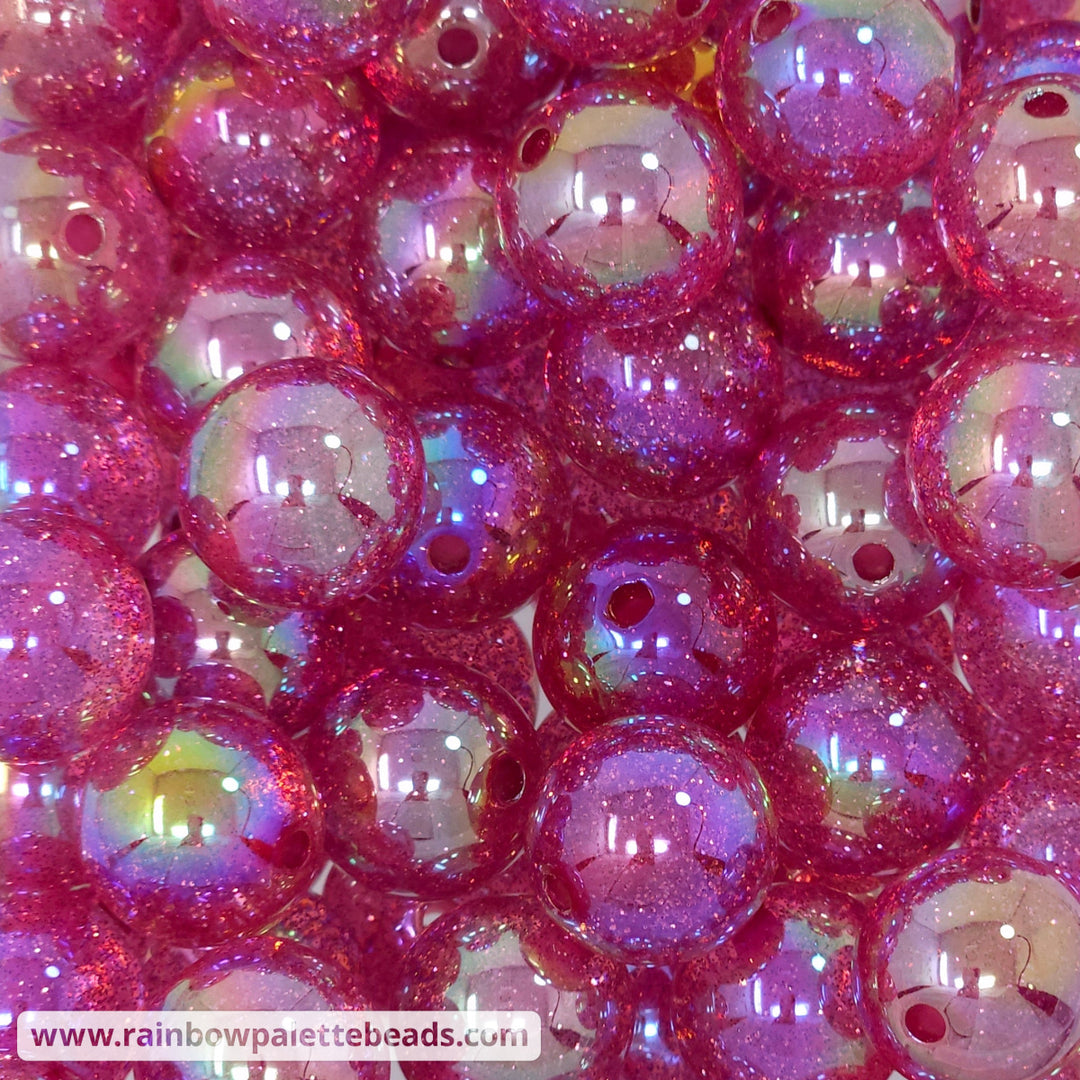 20mm AB Fuchsia Glitter Acrylic Beads Beads