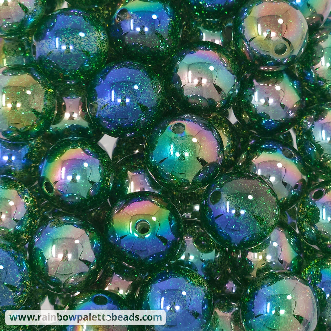 20mm AB Green Glitter Acrylic Beads Beads