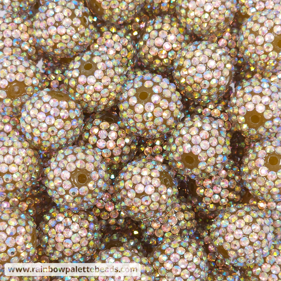 20mm AB Light Gold Clear Rhinestone Beads Beads