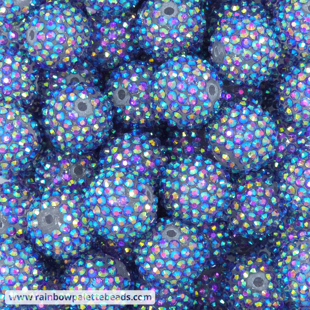 20mm AB Mermaid (Blue-Violet) Clear Rhinestone Beads - Beads