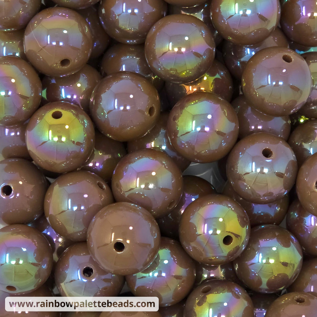 20mm AB Mid Brown Solid Acrylic Beads - Beads