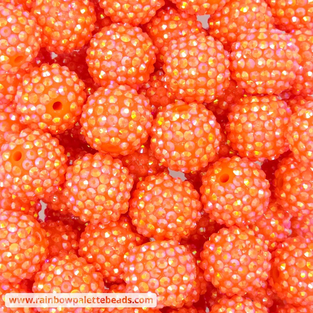 20mm AB Neon Orange Acrylic Rhinestone Beads - Beads