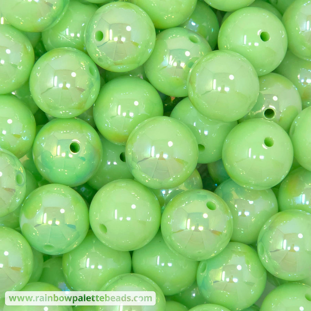20mm AB Pastel Lime Solid Acrylic Beads - Beads