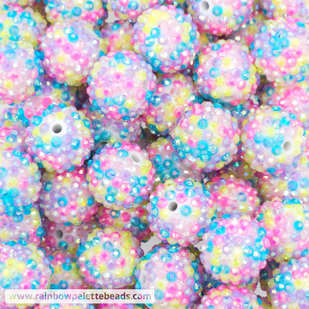 20mm AB Pink Spring Confetti Rhinestone Beads Beads