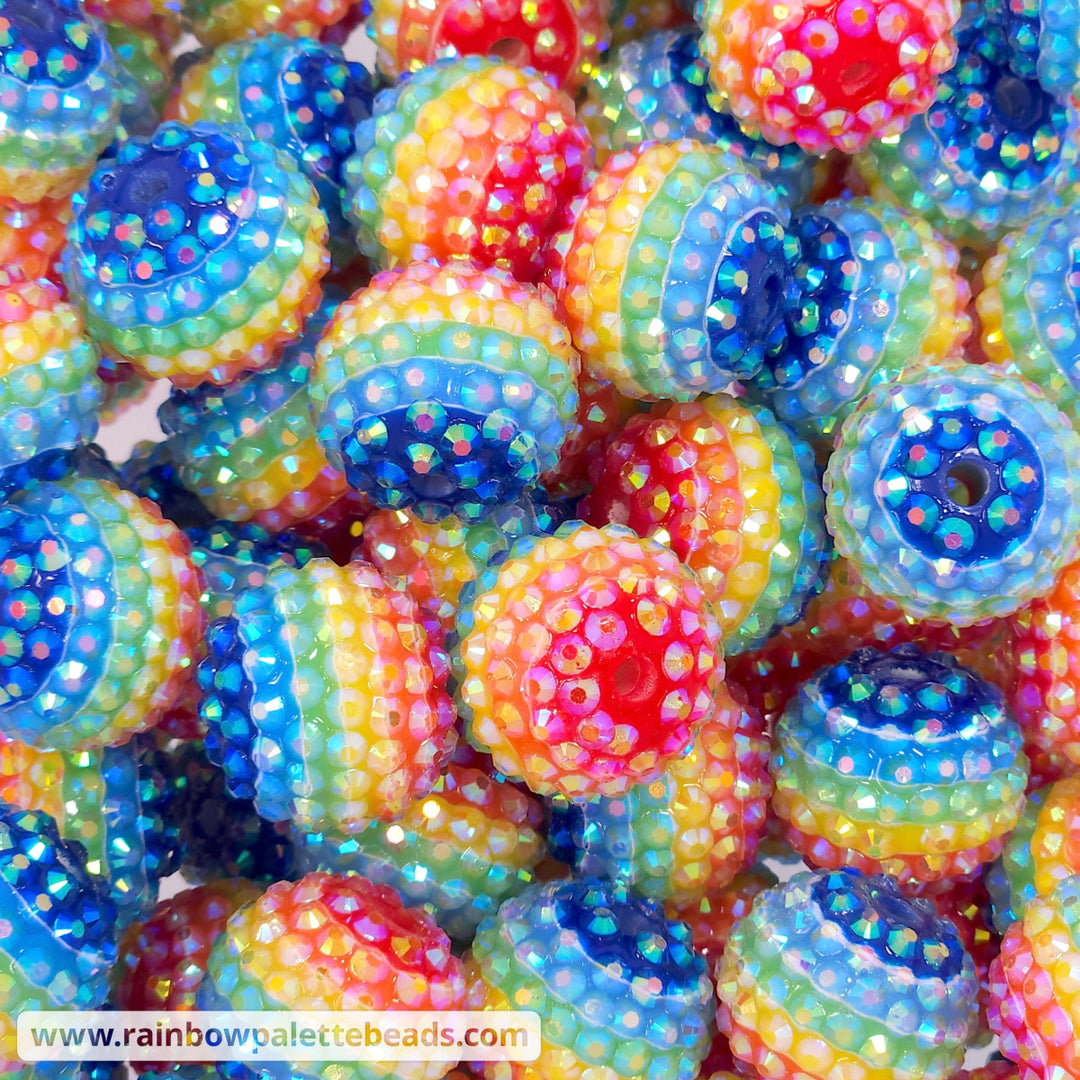 20mm AB Rainbow Stripe Rhinestone Beads Beads