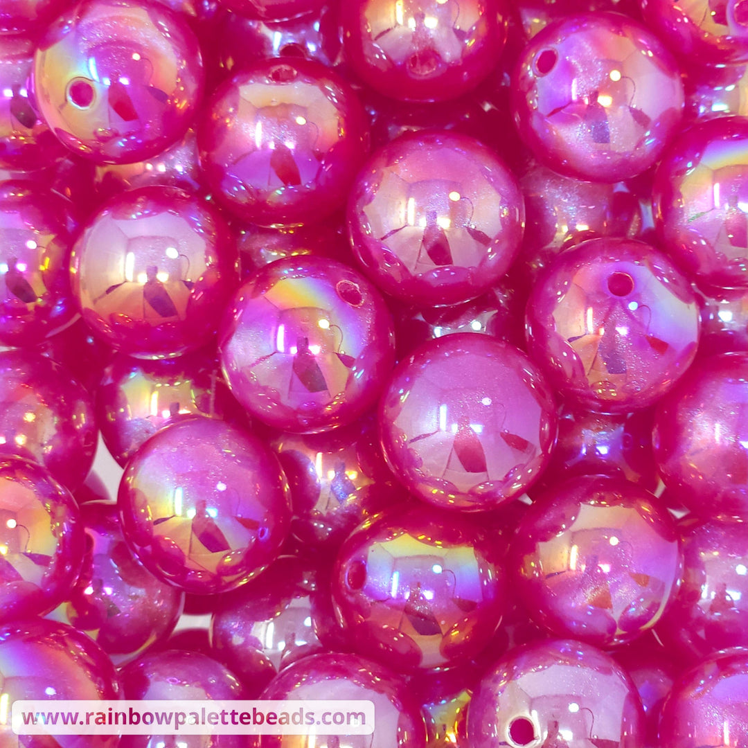 20mm AB Raspberry Pink Aurora Glitter Shimmer Acrylic Beads Beads