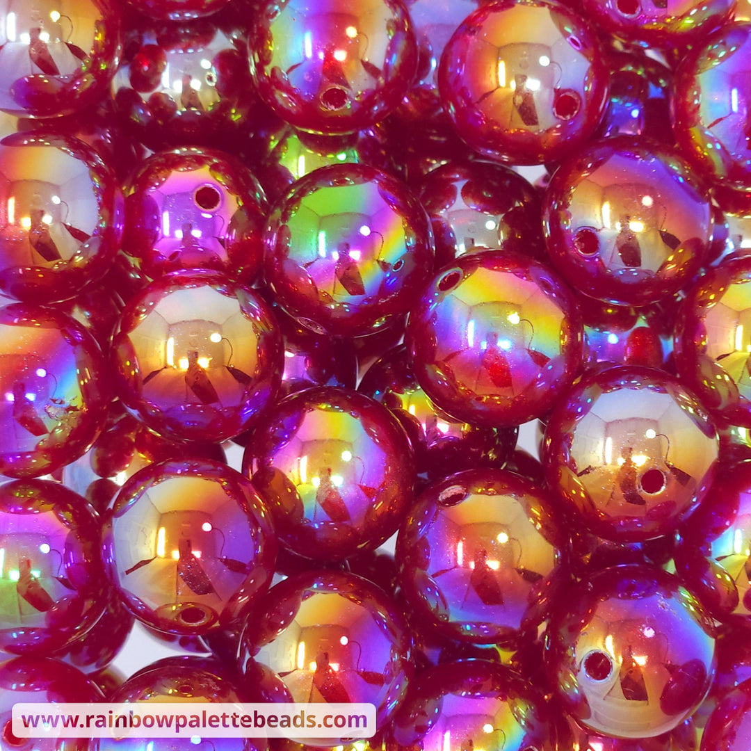 20mm AB Red Aurora Glitter Shimmer Acrylic Beads Beads