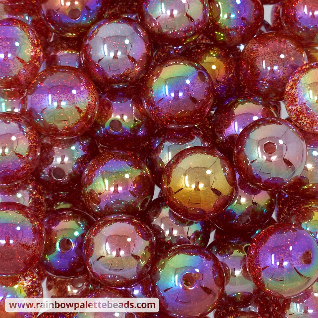 20mm AB Red Glitter Acrylic Beads Beads