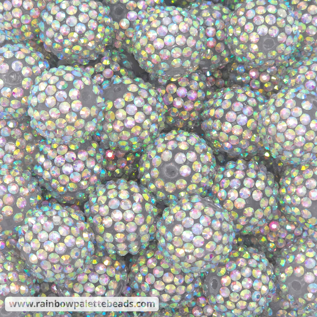 20mm AB Silver Clear Rhinestone Beads - Beads