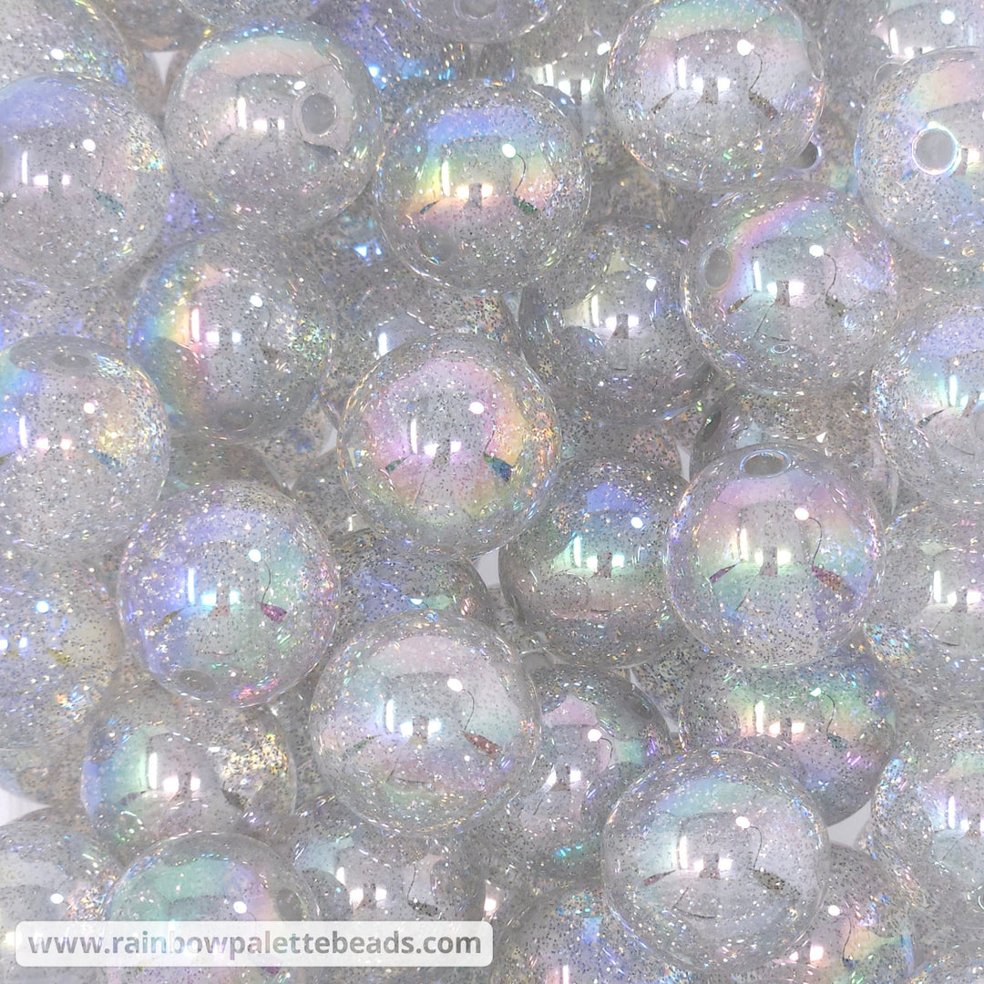 20mm AB Silver Glitter Acrylic Beads Beads