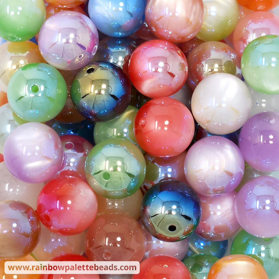 20mm AB/UV Assorted Color Cat Eye Acrylic Beads Mix (10 Beads) Beads