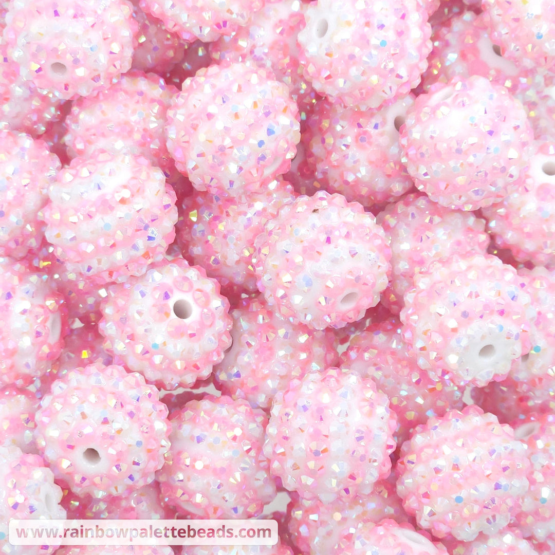 20mm AB White/Pink Stripe Acrylic Rhinestone Beads **new batch color** Beads