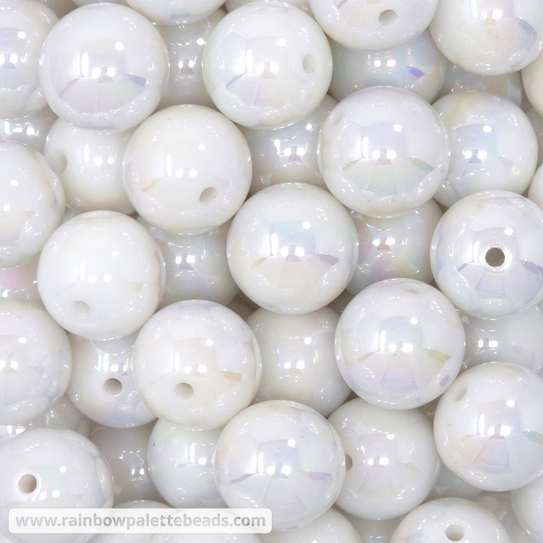 20mm AB White Solid Acrylic Beads - Beads