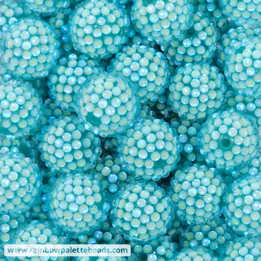 20mm Aqua Iridescent Illusion Berry Rhinestone Acrylic Beads Beads