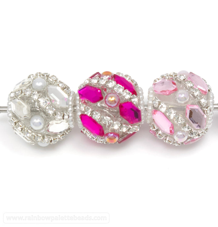 20mm Assorted Color Diamond Jewel & Pearl Acrylic Beads - Beads