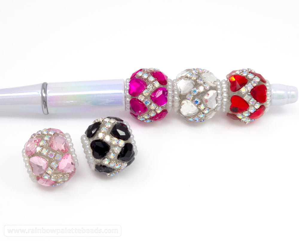 20mm Assorted Color Rondelle Princess Encrusted Heart Rhinestone Beads - Beads