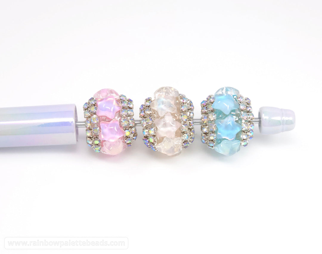 20mm Assorted Color Rondelle Princess Encrusted Star Rhinestone Bead Mix (10 beads) - Beads