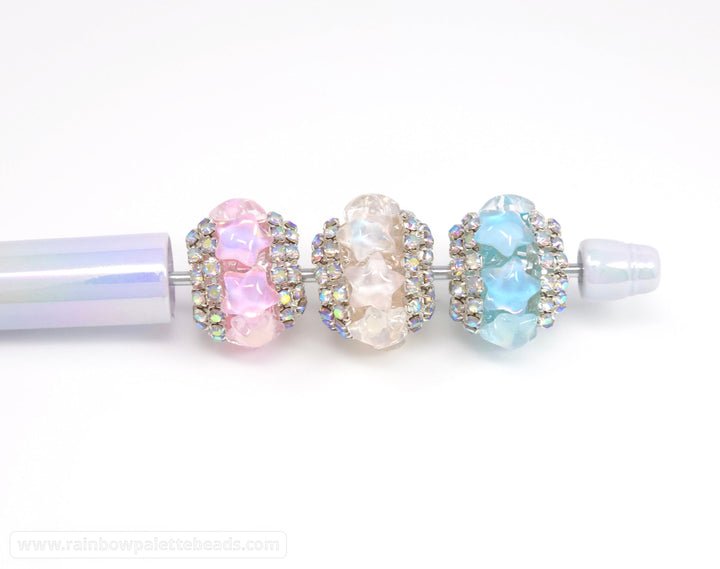 20mm Assorted Color Rondelle Princess Encrusted Star Rhinestone Bead Mix (10 beads) - Beads