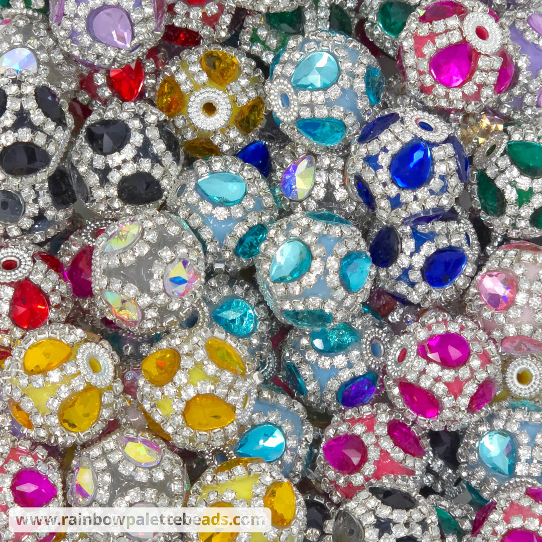 20mm Assorted Color Water Drop Princess Rhinestone Bead Mix (10 beads) - Beads