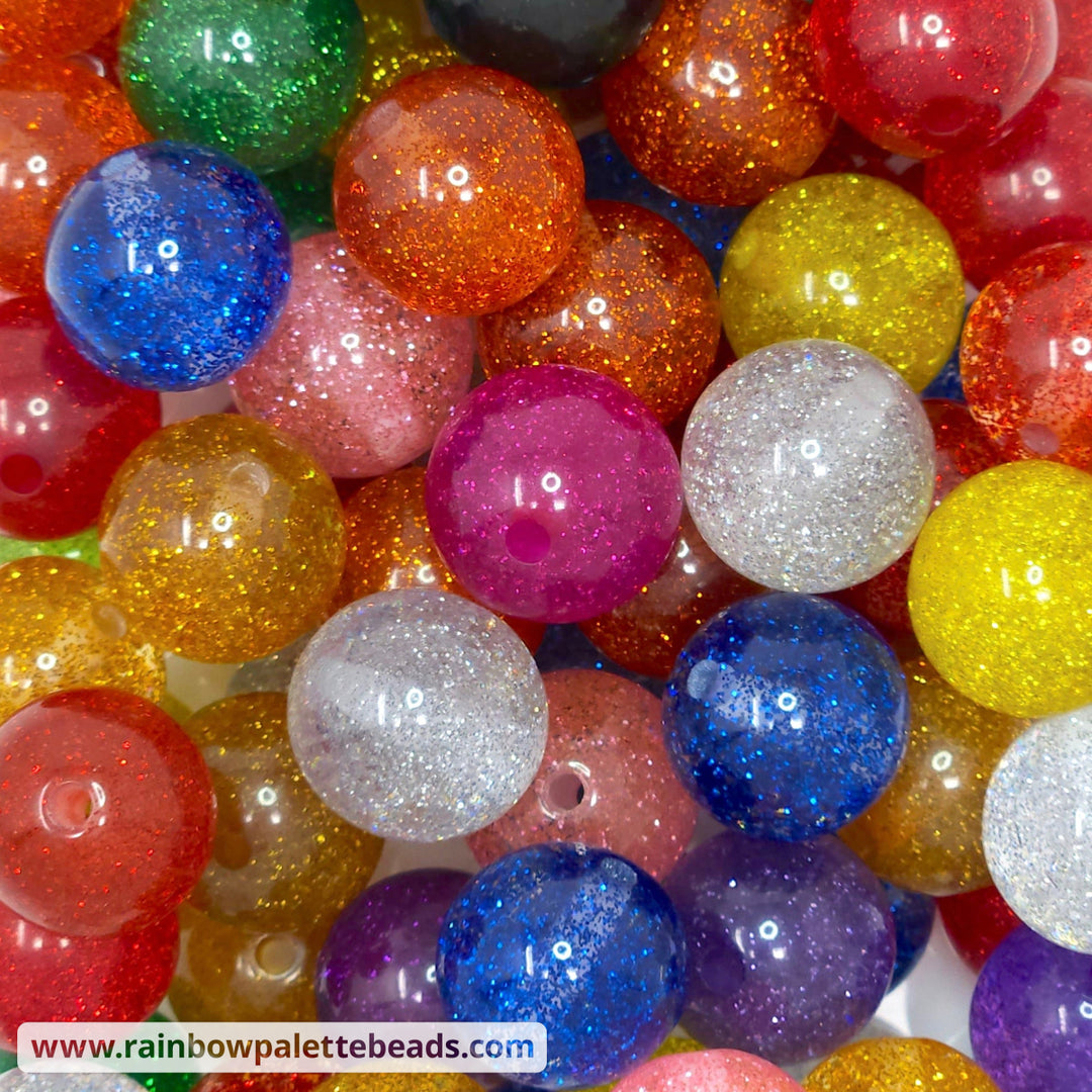 20mm Assorted Glitter Acrylic Bead Mix (10 beads) Beads