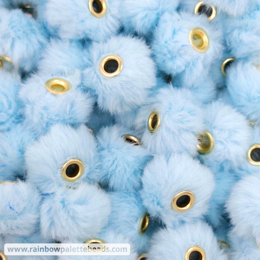 20mm Baby Blue Furry Fuzzy Abacus Spacer Beads Beads