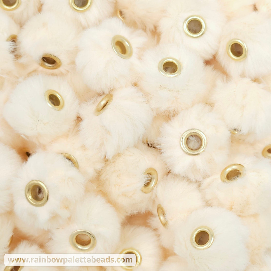 20mm Beige Furry Fuzzy Abacus Spacer Beads Beads