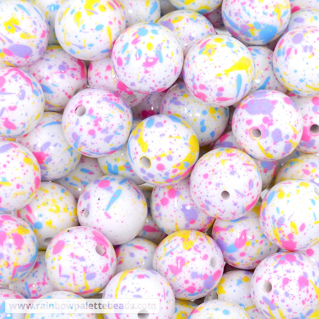 20mm Bolder Pastel Splatter Acrylic Beads - Beads