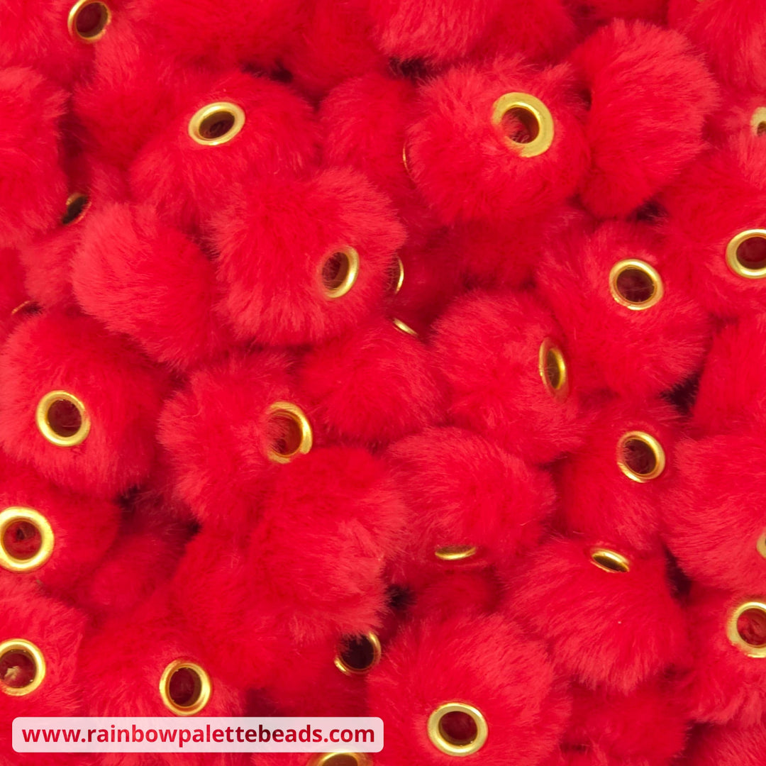 20mm Bright Red Furry Fuzzy Abacus Spacer Beads - Beads