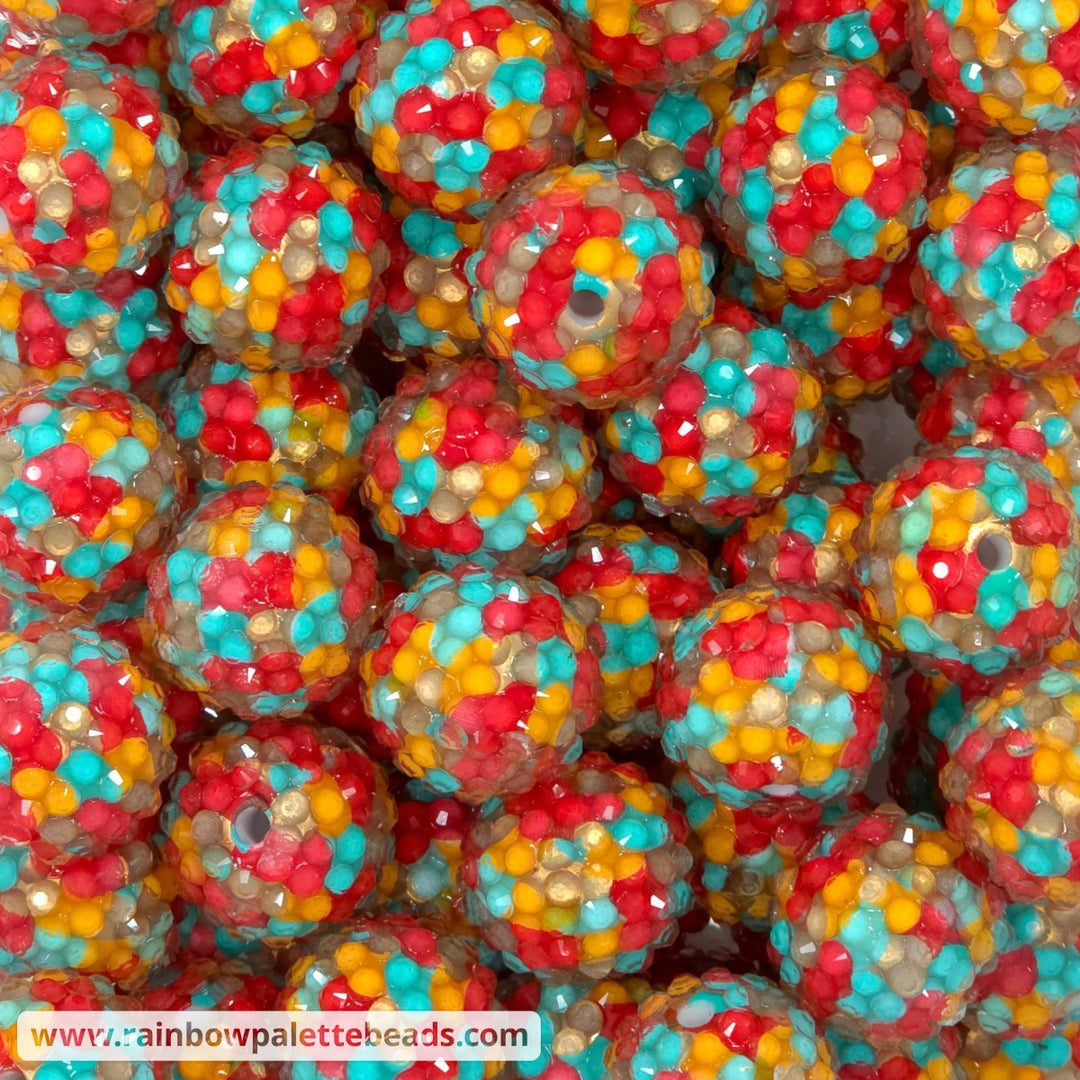20mm Bright Thanksgiving Print Rhinestone Beads - Beads