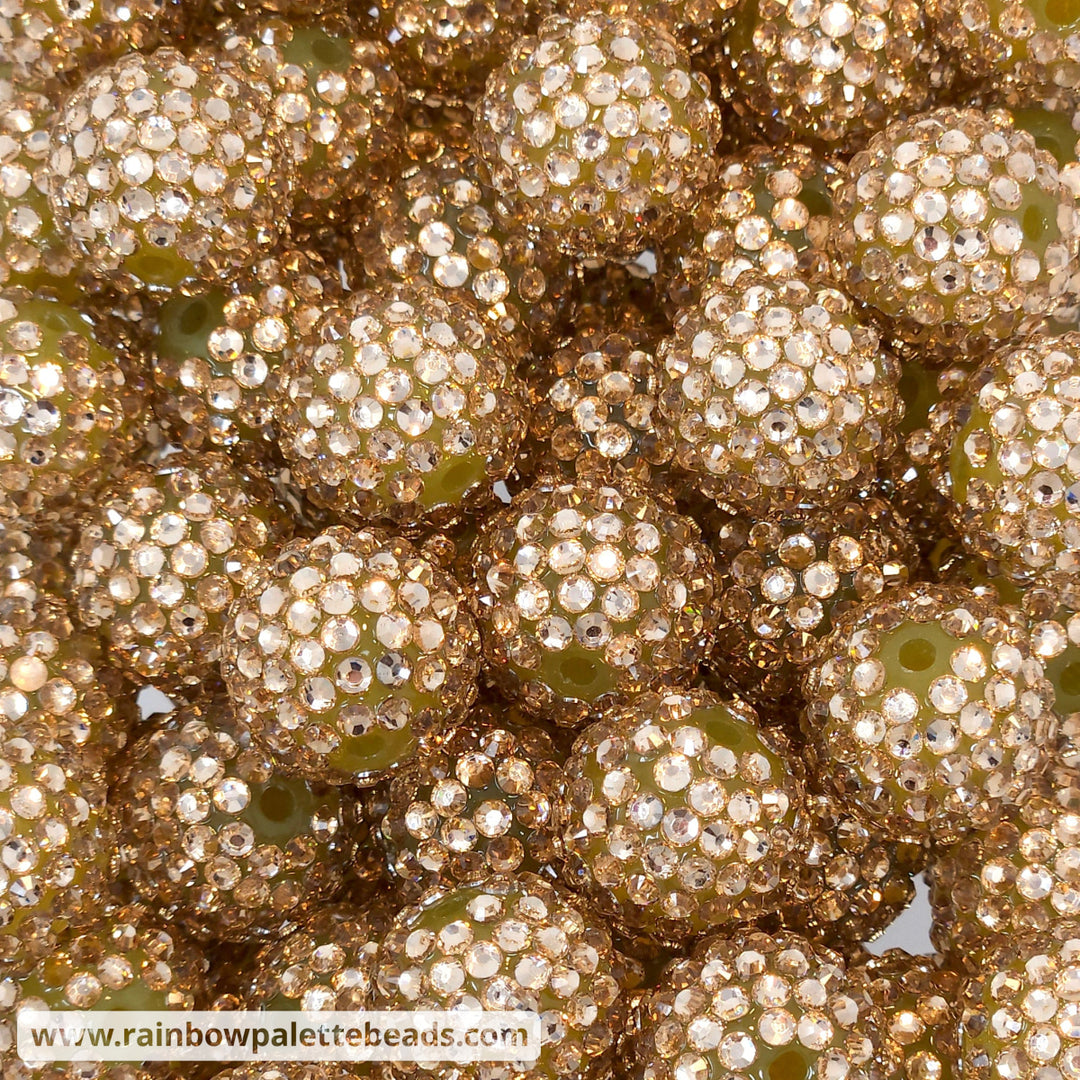 20mm Champagne Gold Acrylic Rhinestone Beads Beads