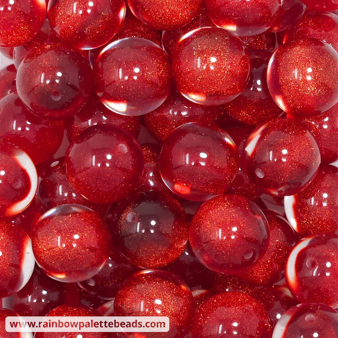 20mm Cherry Red Glitter Core Acrylic Beads Beads
