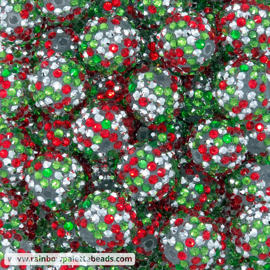 20mm Christmas Confetti Rhinestone Beads - Beads