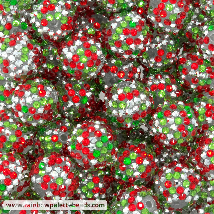 20mm Christmas Confetti Rhinestone Beads - Lime/True Green Confetti - Beads