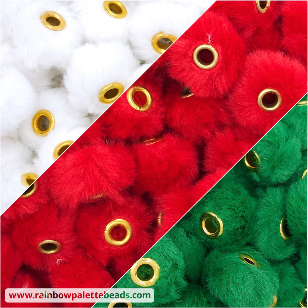 20mm Christmas Furry Fuzzy Abacus Spacer Bead Mix (15 beads) Beads