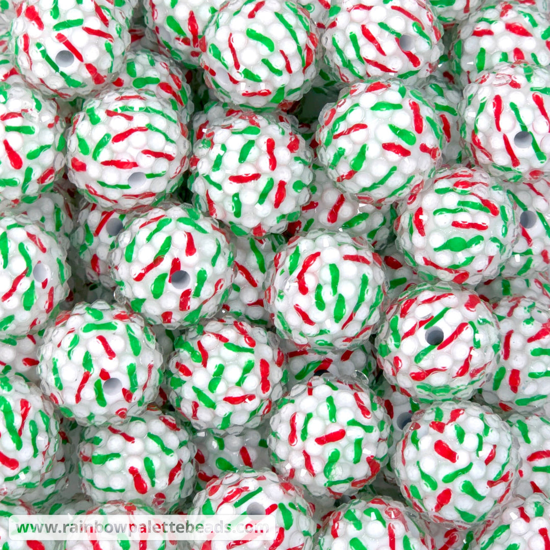 20mm Christmas Sprinkle Print Rhinestone Beads - Beads