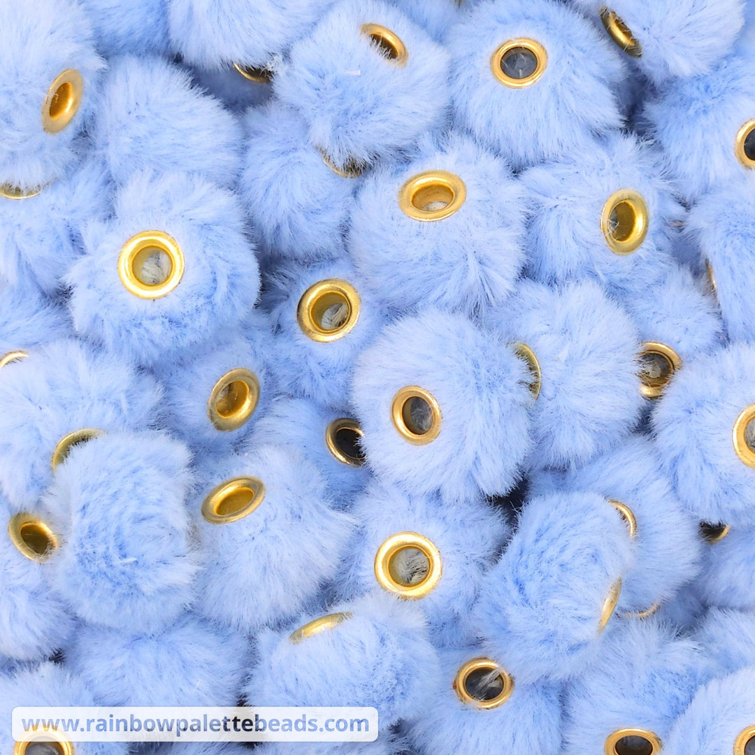 20mm Cornflower Baby Blue Furry Fuzzy Abacus Spacer Beads Beads