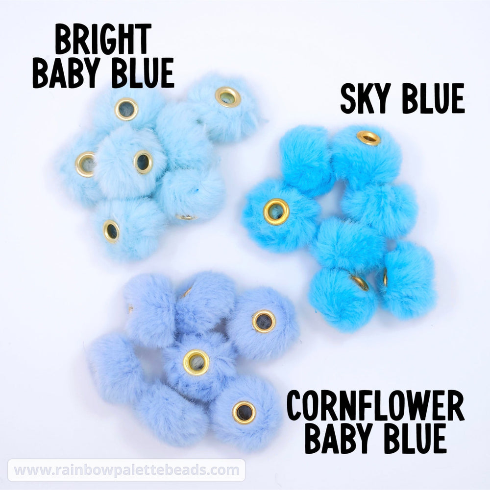 20mm Cornflower Baby Blue Furry Fuzzy Abacus Spacer Beads Beads