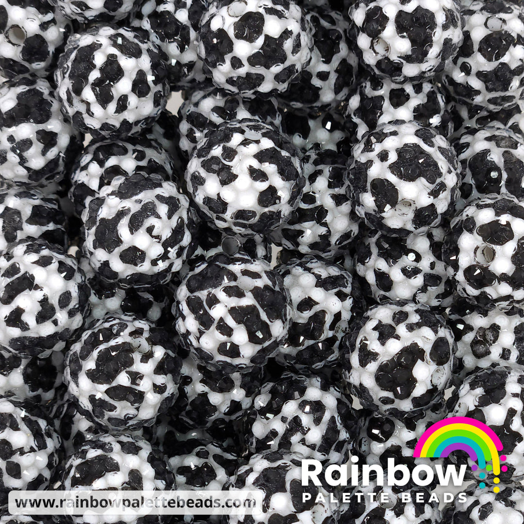20mm Cow Print Rhinestone Beads Beads