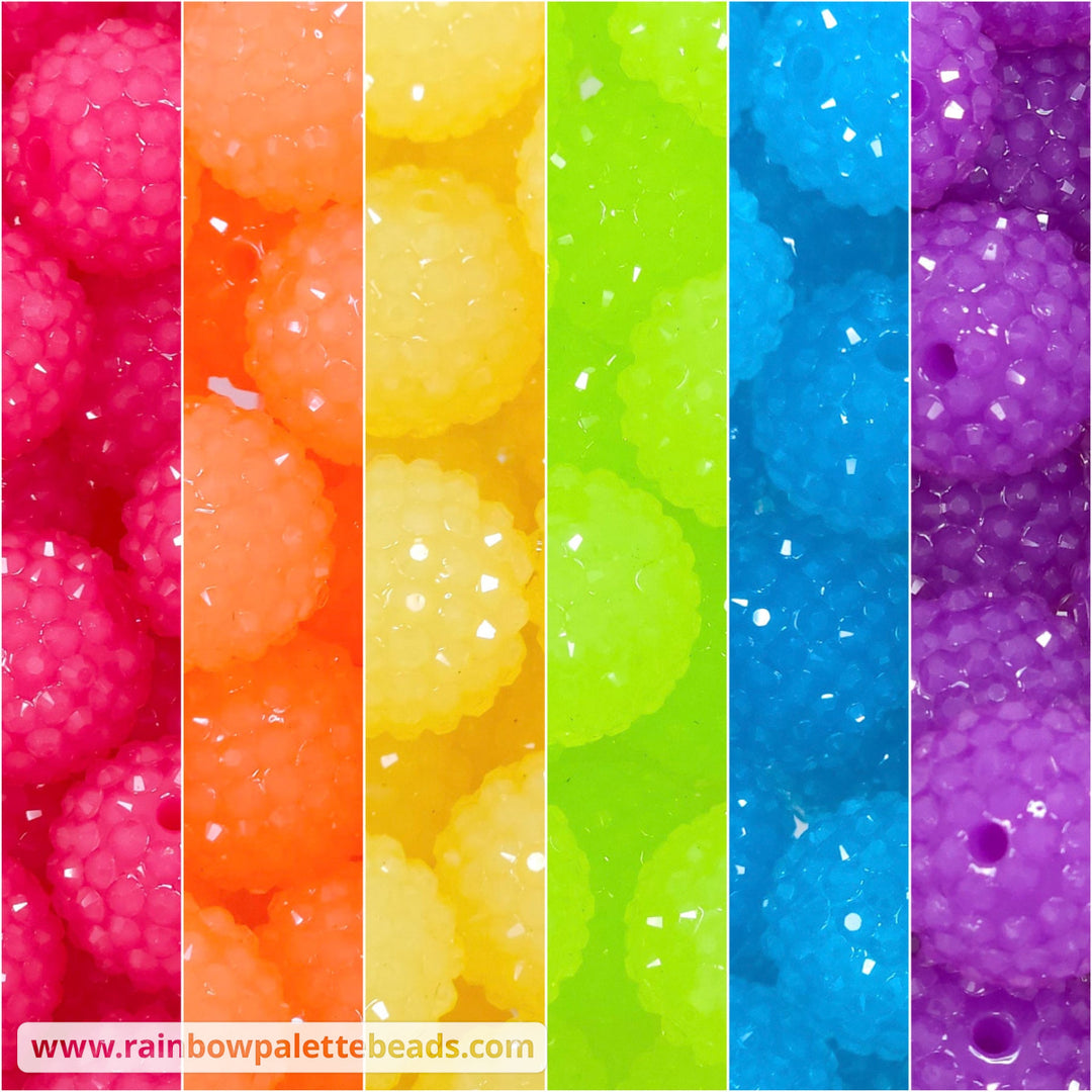 20mm Crystal Jelly Rainbow Rhinestone Bead Mix (30 beads) Beads
