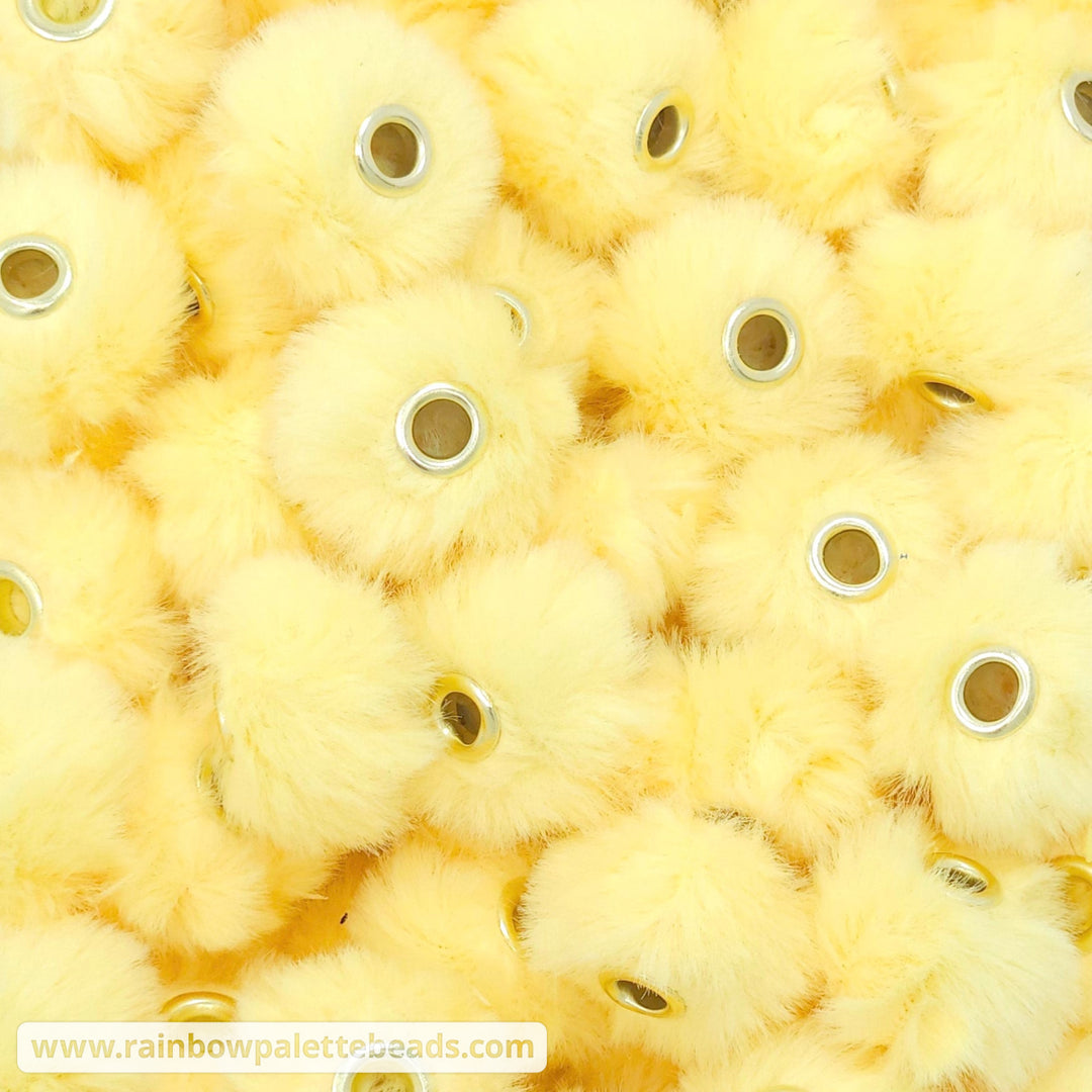 20mm Custard Baby Yellow Furry Fuzzy Abacus Spacer Beads Beads