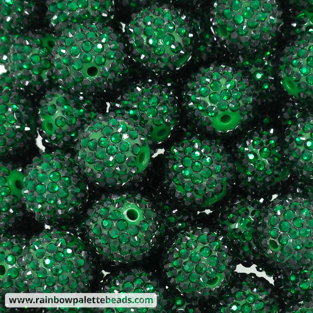 20mm Dark Forest Green Acrylic Rhinestone Beads Beads