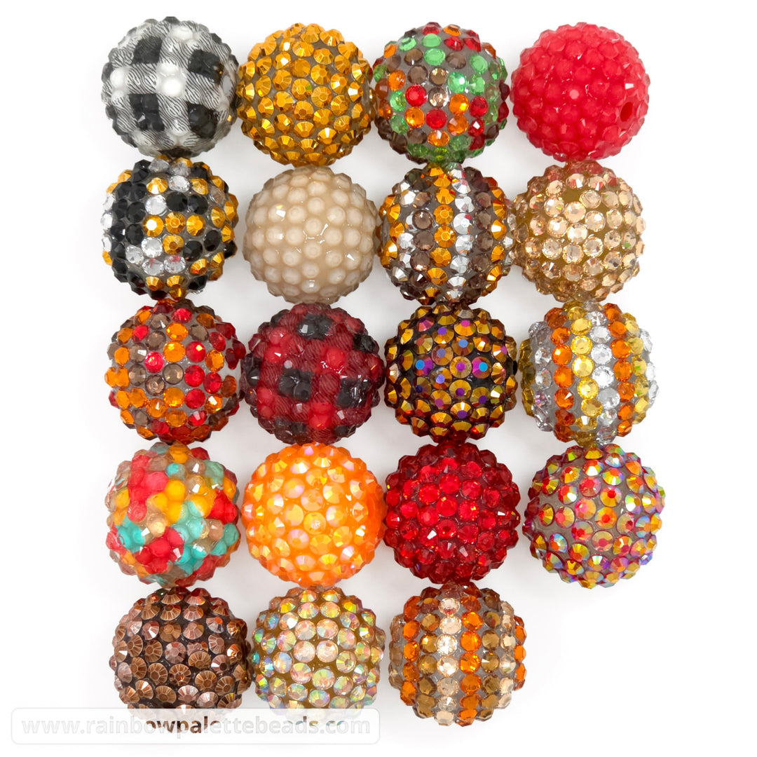 20mm Fall/Thanksgiving Rhinestone Bead Sampler Mix (38 beads) - Beads