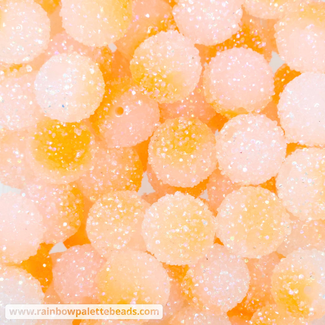 20mm Florescent Orange Half Acrylic Sugar Beads **Discontinued** Beads