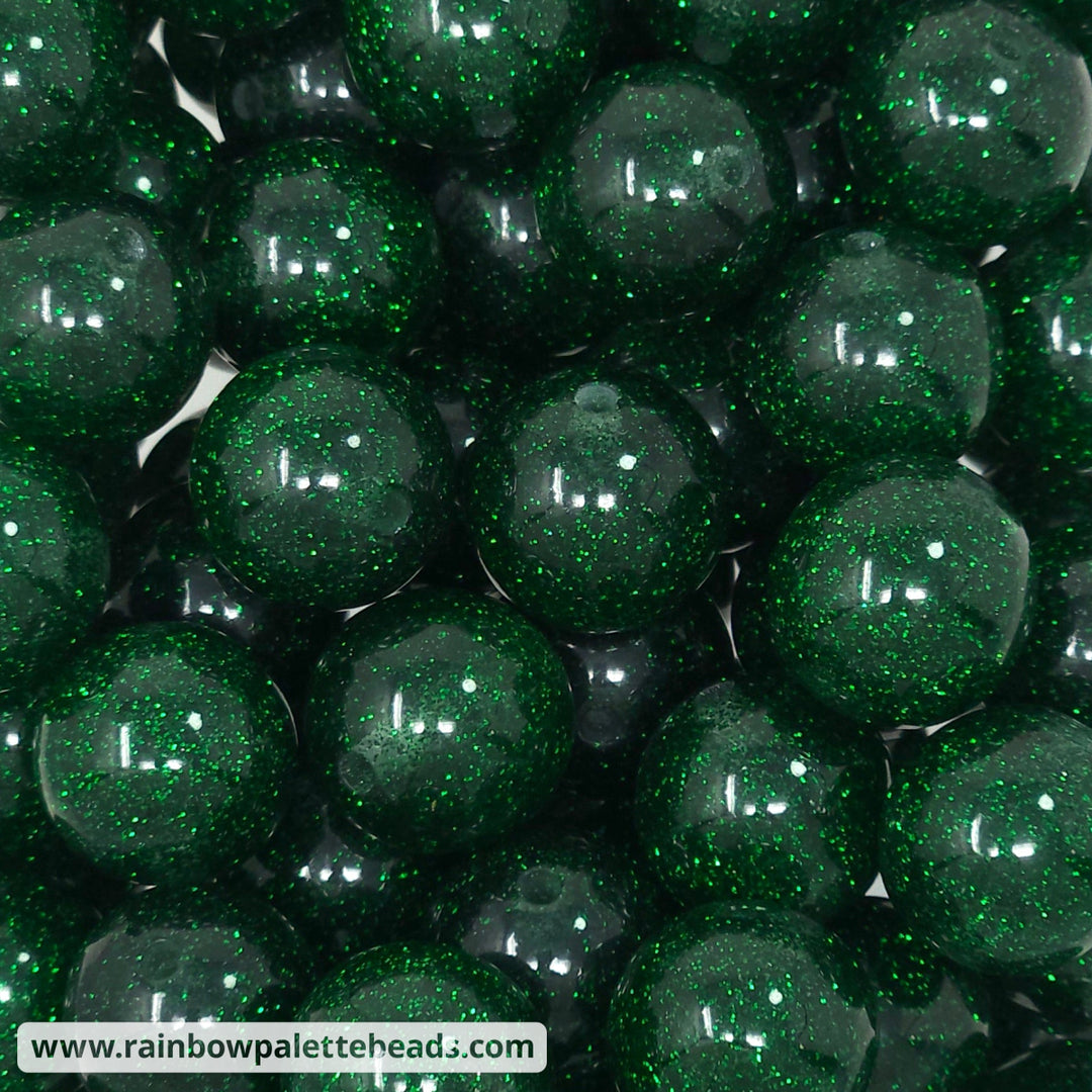 20mm Forest Green Acrylic Glitter Beads Beads
