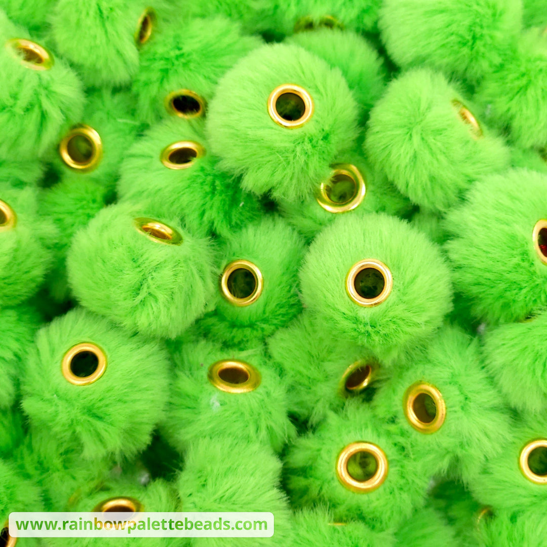 20mm Grass Green Furry Fuzzy Abacus Spacer Beads Beads