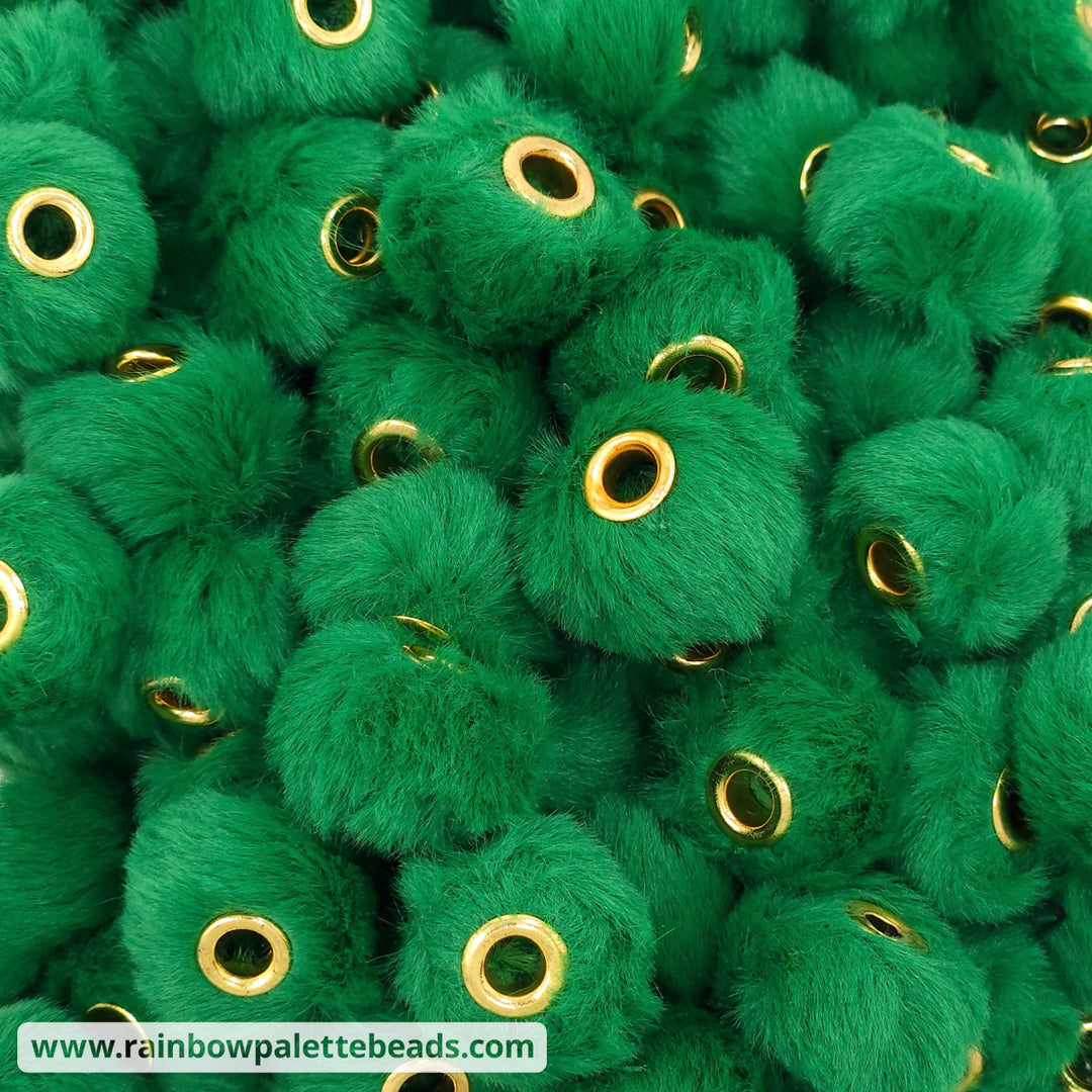 20mm Green Furry Fuzzy Abacus Spacer Beads Beads