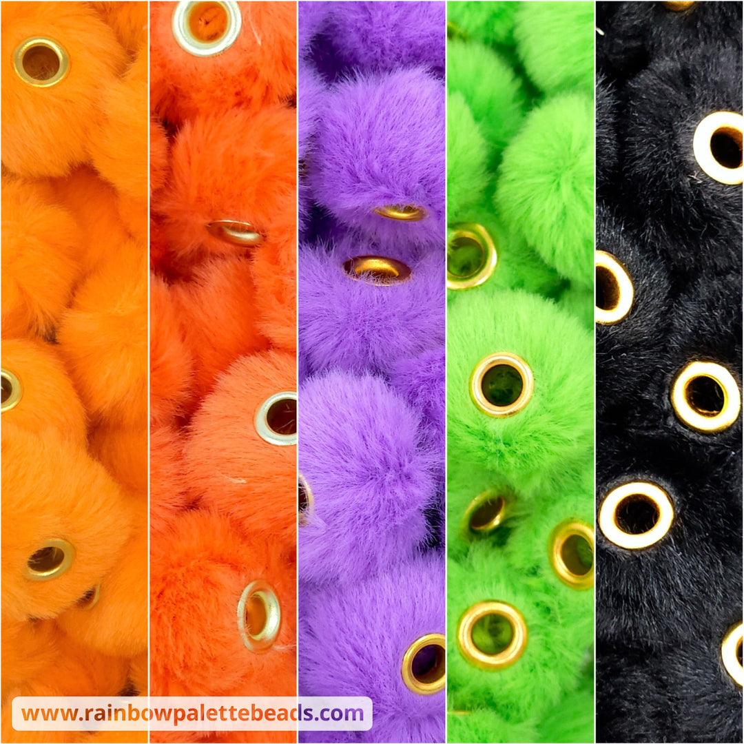 20mm Halloween Furry Fuzzy Abacus Spacer Bead Mix (25 beads) - Beads