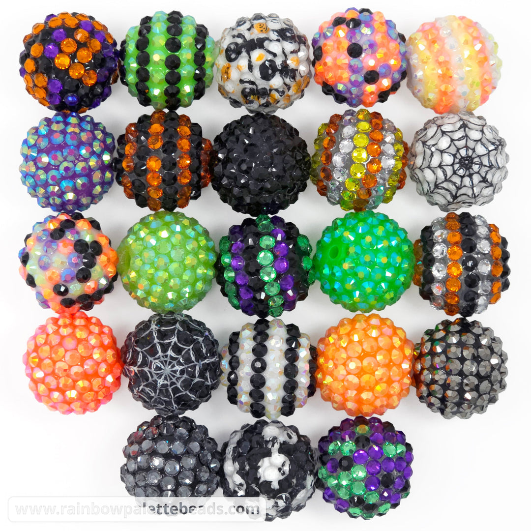 20mm Halloween Rhinestone Bead Sampler Mix (46 beads) - Beads